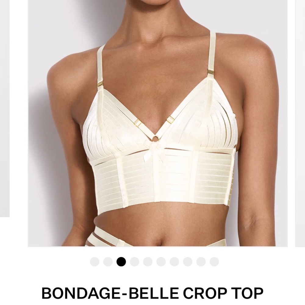 Bordelle Bondage-Belle Cream Crop Top Bra size LL (XL) BRAND NEW
